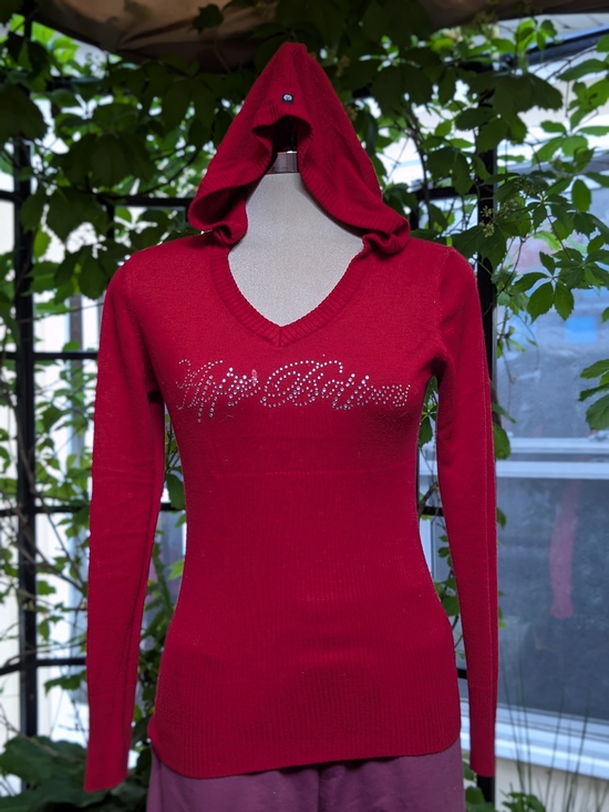 Apple Bottoms Tops - Apple Bottoms Red Hooded Rhinestone Logo Sweater